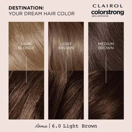 Clairol ColorStrong Ammonia Free Permanent Hair Color Dye Kit - 6 Light Brown image {3}