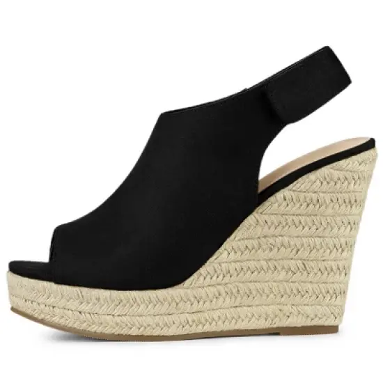 Allegra K Women's Espadrille Platform Heeled Wedges Sandals image {6}