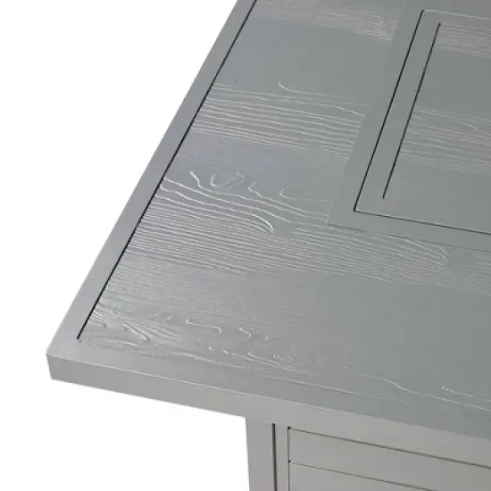 Oakland Living Aluminum Rectangle 48" x 36" 55000 BTUs Propane Wood Texture Panel Design Outdoor Patio Dining Table Gray image {6}