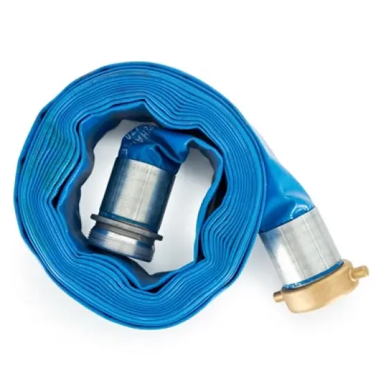 Apache 98138040 2 Inch Diameter 25 Foot Length 70 PSI Polyester-Reinforced PVC Lay Flat Pool Sump Pump Hose with Aluminum Pin-Lug Connections, Blue image {4}