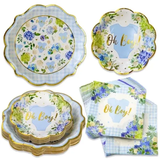 Kate Aspen Floral & Gingham Baby Shower Onesie Tableware Set image {7}