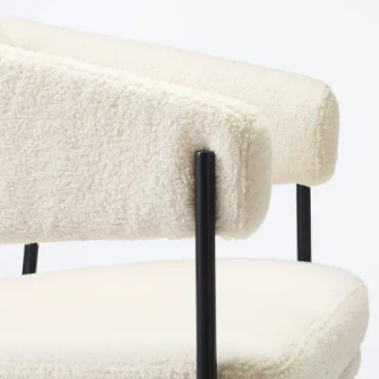 Rosemead Metal Frame and Rounded Back Faux Sherling Accent Chair Cream - Threshold&trade; designed with Studio McGee image {2}