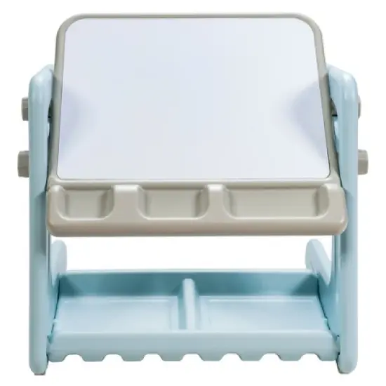 Costway 2 in 1 Kids Easel Table & Chair Set Adjustable Art Painting Board Gray/Blue/Light Pink image {9}