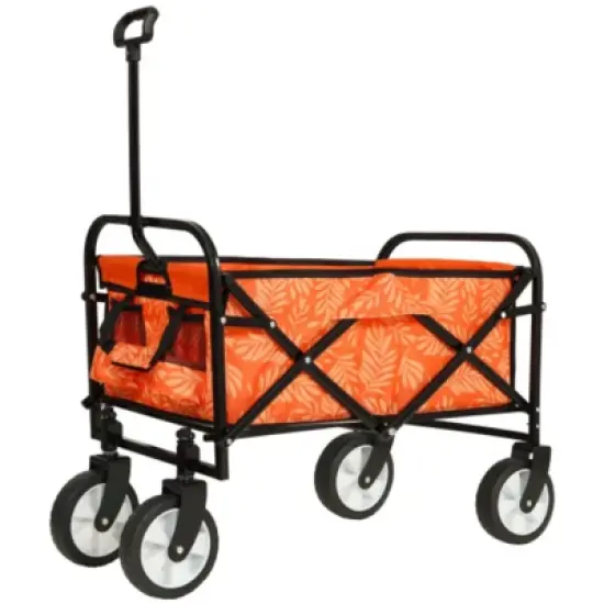 FURNIinspire Outdoor Serving Carts Minimeetall Collapsible Foldable Wagon Cart Utility Wagon Grocery Cart 225lbs, Orange, 35.04"*22.44"*38.58" image {5}