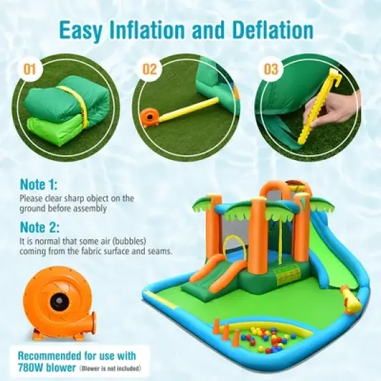 Costway Inflatable Water Slide Park Kid Bounce House w/Upgraded Handrail Blower Excluded image {5}