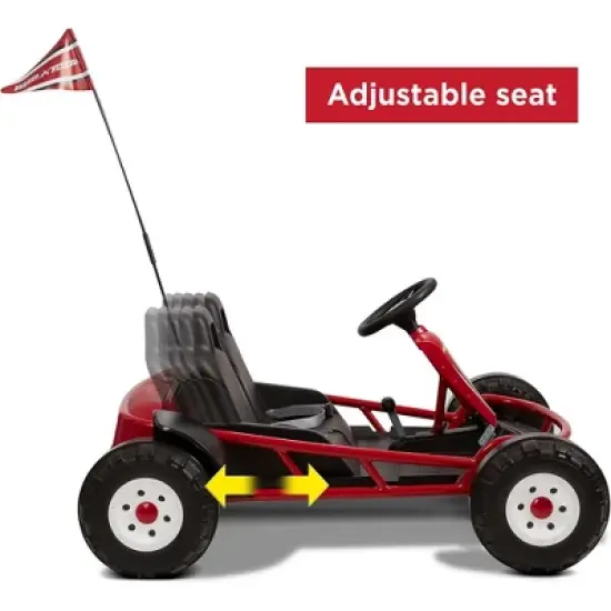 Radio Flyer Ultimate 24 Volt Electric Go-Kart with 2 Seats, Adjustable Seat, Rubber Wheels, and Speeds up to 8 MPH, for Kids Ages 3-8, Red image {1}