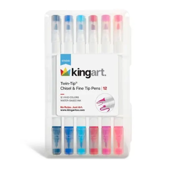 KINGART Twin-Tip Chisel & Fine Markers 12 Colors image {7}
