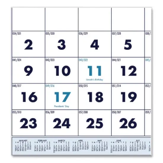 Recycled Three-Month Format Wall Calendar, Vertical Orientation, 8 x 17, White Sheets, 14-Month: Dec 2025 to Jan 2027 image {2}