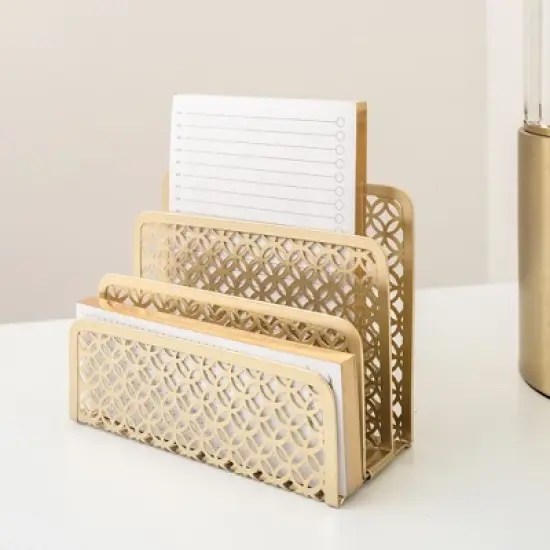 Blu Monaco Gold Desk Mail Organizer - Letter Holder and Bill Organizer for Desk - Gold Mail Storage and Letter Sorter image {7}