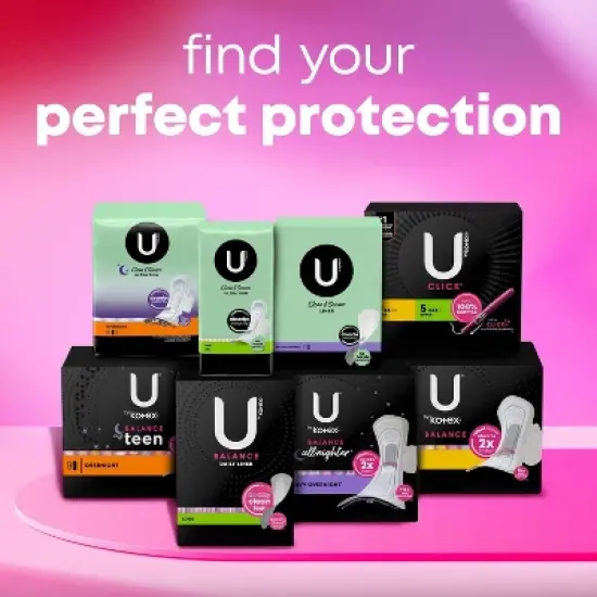 U by Kotex Balance Sized for Teens Ultra-Thin Pads with Wings - Overnight - Unscented - 24ct image {9}