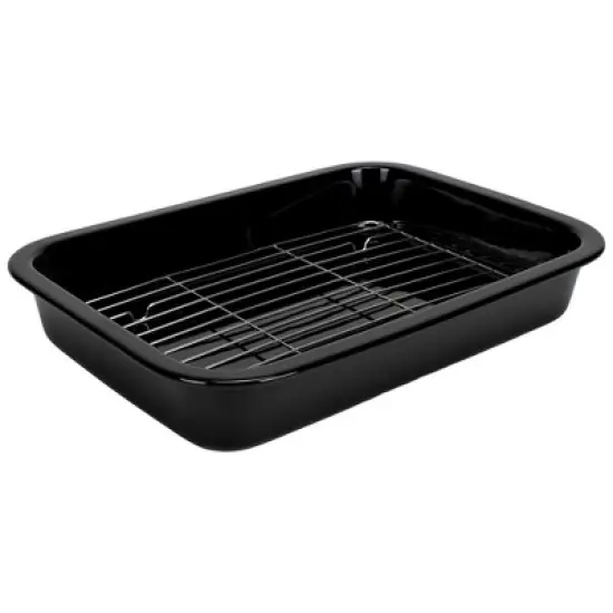 Elanze Designs Large 9x13 inch Stoneware Porcelain Baking Dish With Stainless Steel Rack, Black image {5}