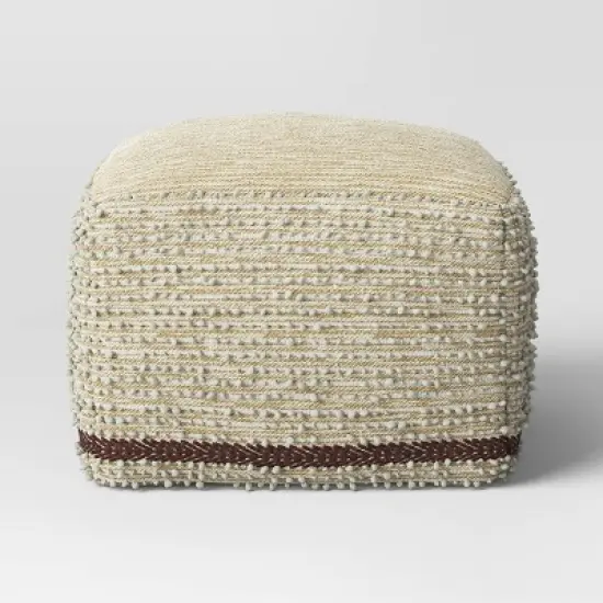Branchville Square Pouf Cream Boucle - Threshold&trade;: Transitional Style, No Assembly, Cotton & Wool Blend image {2}