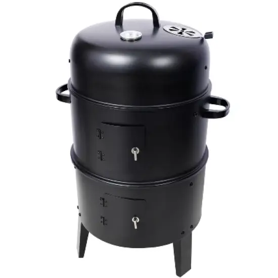 HANPURE Charcoal Smoker Grill Wood Smoker Grills Outdoor Cooking 16 Inch Vertical Smoker Portable BBQ Grill for Camping, Black image {3}