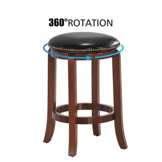 Costway 24'' Swivel Bar stool Leather Padded Dining Kitchen Pub Bistro Chair Backless image {5}