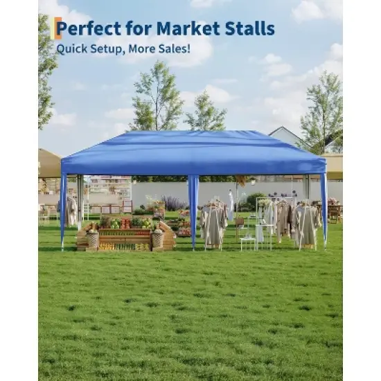 10x20 ft Heavy-Duty Pop-Up Outdoor Canopy with 6 Walls, 3 Heights. Includes Bag, Weights, Stakes & Ropes image {2}