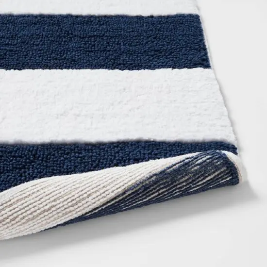 Rugby Striped Kids' Bath Rug Navy - Pillowfort&trade; image {3}