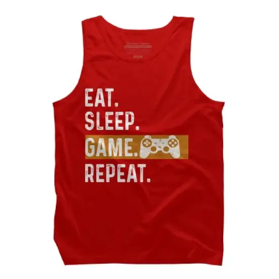 Men's Design By Humans Eat Sleep Game Repeat By MeowShop Tank Top image {4}