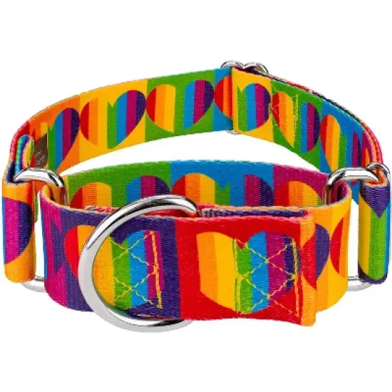 Country Brook Petz 1 1/2 Inch Rainbow Hearts Martingale Dog Collar image {5}