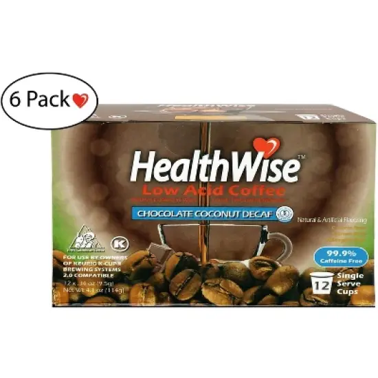 HealthWise Decaf Low Acid Chocolate Coconut Keurig K-Cup Coffee Pods image {3}