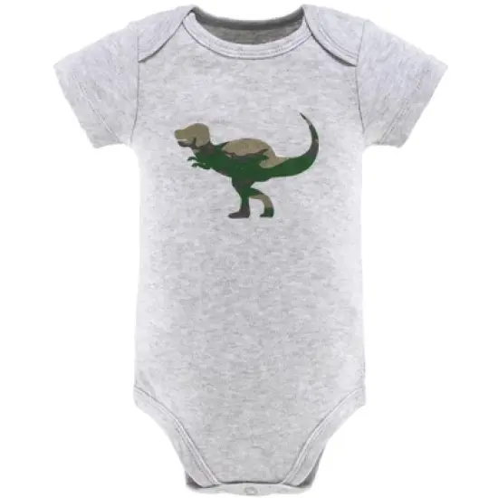 The Peanutshell Baby Boy Short Sleeve Bodysuits, 5-Pack, Camo Dinosaur, Newborn to 24 Months image {2}