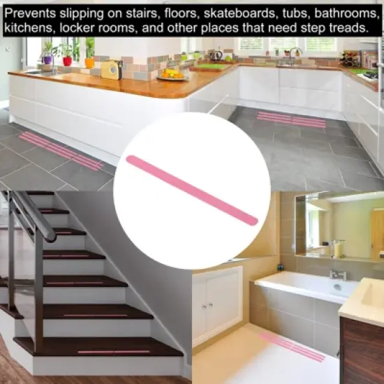 Unique Bargains Non Slip Bathtub Stickers Safety Shower Treads Adhesive Decal Square with Scraper for Stairs Shower Pink 1.25 Ft x 0.79" image {4}