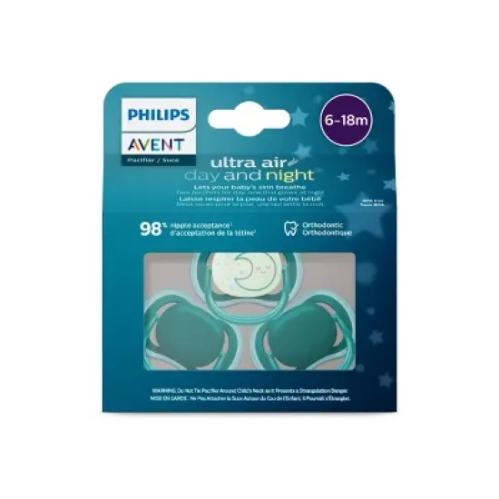 Philips Avent Ultra Air Day Time Pacifier 6-18m - Deep Opal/Moon - 3pk image {4}