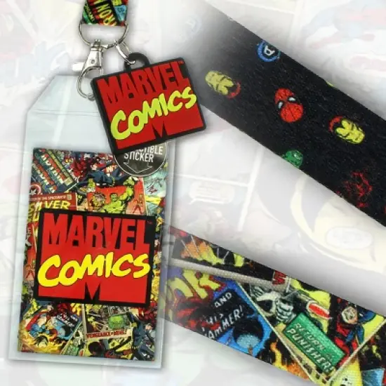 Marvel Comics Page ID Lanyard Badge Holder With 1.5" Rubber Charm Pendant image {3}