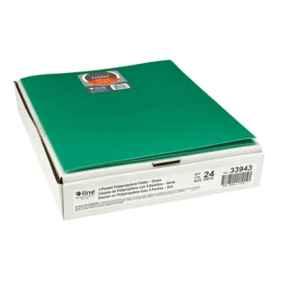 C-Line&reg; Tri-Fold Portfolio, Heavyweight Poly, Green, Pack of 24 image {1}