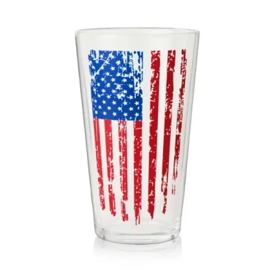 True Vertical Flag Pint Glass, Beer Glasses for Independence Day, Memorial Day, Versatile Drinkware for Beers, Perfect Gifts for Men, 16 oz, Set of 1 image {5}