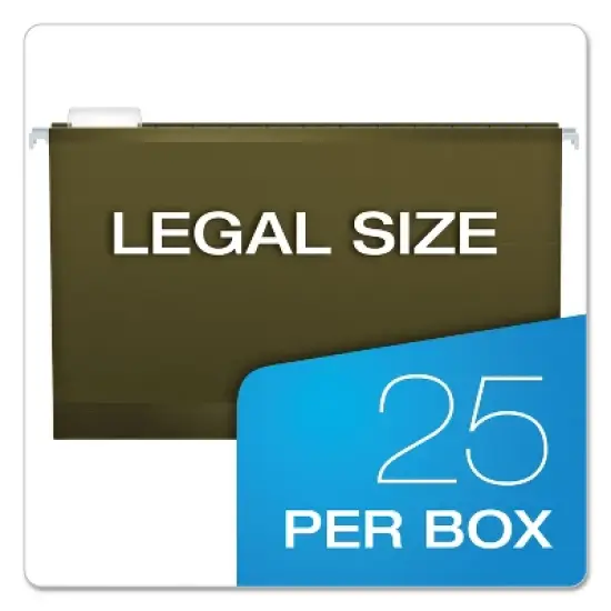 Pendaflex Reinforced 2" Extra Capacity Hanging Folders Legal Standard Green 25/Box 4153X2 image {4}