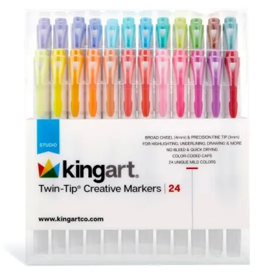 KINGART Twin-Tip Highlighters 24 Colors image {2}