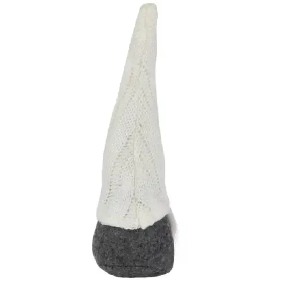 Northlight Gnome with Cable Knit Hat Christmas Decoration - 8" - Gray and White image {4}