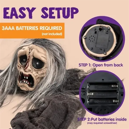 Joyfy Halloween Zombie Groundbreaker Props, Scary Zombies Halloween Decoration Lawn Yard Garden Patio Outdoor Decor with Glowing Eyes and Sound image {5}