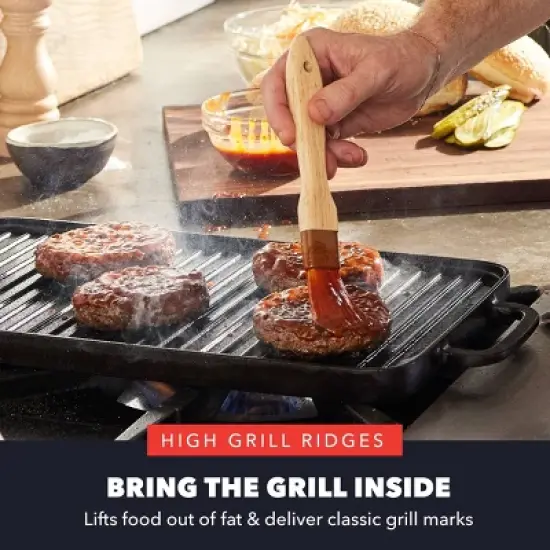 Bobby Flay Double Burner Cast Iron Reversible Griddle with Dual Handles image {6}