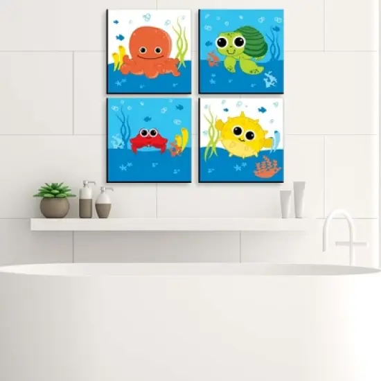 Big Dot of Happiness Under the Sea Critters - Kids Home Decor - 11 x 11 inches Nursery Wall Art - Set of 4 Prints for baby's room image {3}
