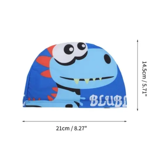 Unique Bargains Kid's Polyester Dinosaur Pattern Swim Cap Blue 1 Pc image {3}