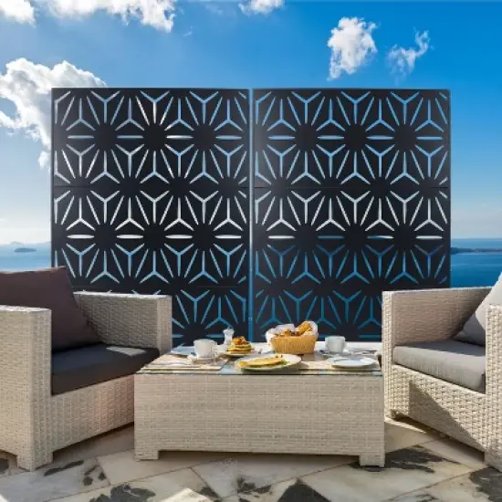 CAVINAS Privacy Screen Modern Metal Fence Panels with Geometric Pattern for Garden Decor and Patio Decor, 76" H&times;48" W image {5}