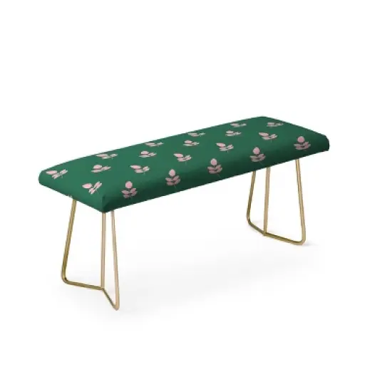 Maritza Lisa Retro Pink Leaf Pattern Bench Green - Deny Designs image {1}