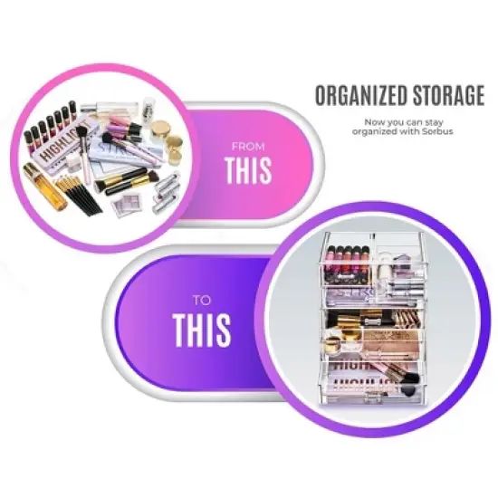 Sorbus Acrylic Makeup Organizer Case for Cosmetics Make Up & Jewelry image {3}