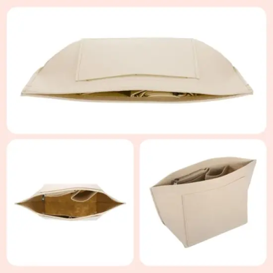 Unique Bargains Felt Makeup Bags and Organizers Multiple Compartments Purse Insert image {3}