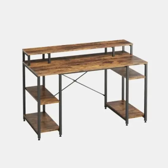 Bestier 55'' Computer Desks with Reversible Bookshelf, Standing Writing Desk for Home Office/Studying/Gaming image {7}