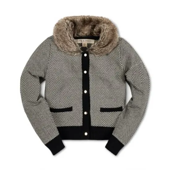 Hope & Henry Girls' Long Sleeve Cardigan and Skirt Sweater Set with Trim, Kids image {2}