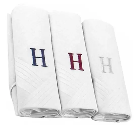Men's Cotton Monogrammed Handkerchiefs Initial Letter Hanky image {5}