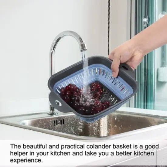 Unique Bargains Silicone Foldable Ergonomic Handles Dishwasher Safe Colander 2 Pcs image {4}