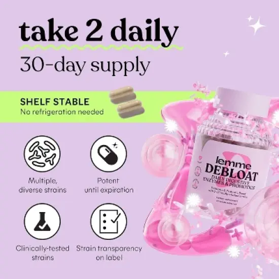 Lemme Debloat Daily Digestive Capsules - 60ct image {5}