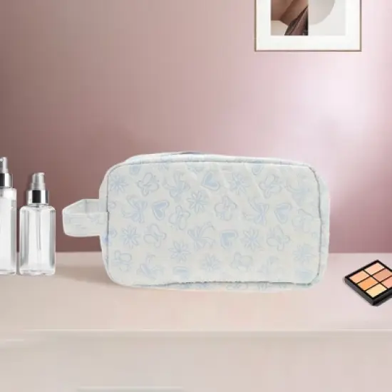 Unique Bargains Compact Rectangle Hearts Makeup Bag 1 Pc image {4}