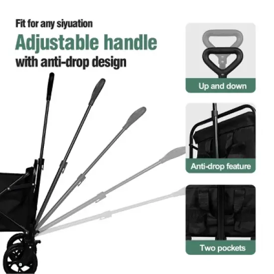 YONWAY Collapsible Folding Beach Wagon Cart with 220Lbs Capacity,with Big Wheels and Adjustable Handle,for Sand,Garden,Camping,Outdoor,Purple image {6}