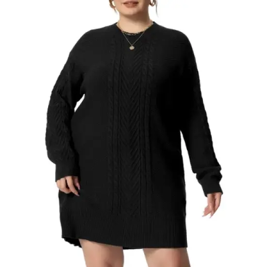 Agnes Orinda Women's Plus Size Long Sleeve Knit Pullover Short Sweater Dresses image {5}