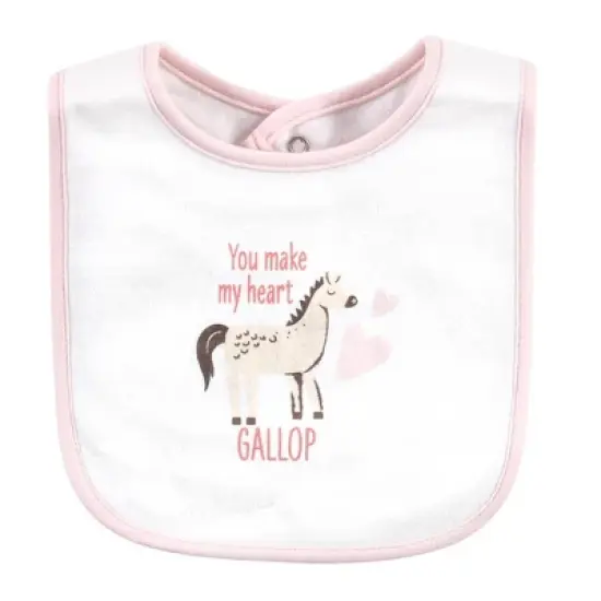 Hudson Baby Infant Girl Cotton Bibs, Hogs And Kisses, One Size image {10}