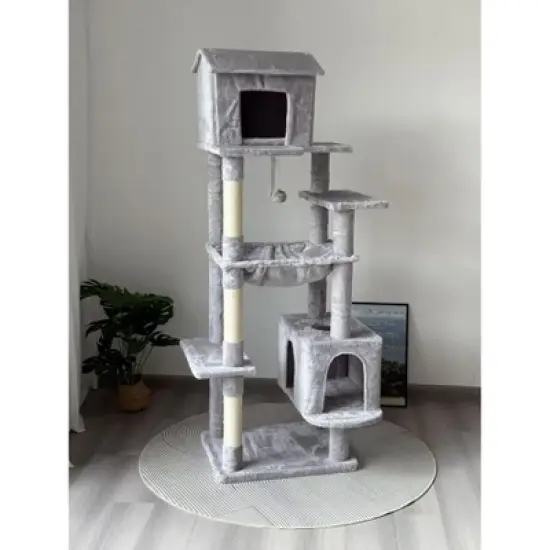 Racxily 63 Inches Multi-Level Large Cat Tree image {6}